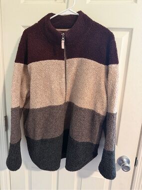Cozy Colorblock Sherpa Quarter-Zip Sweater